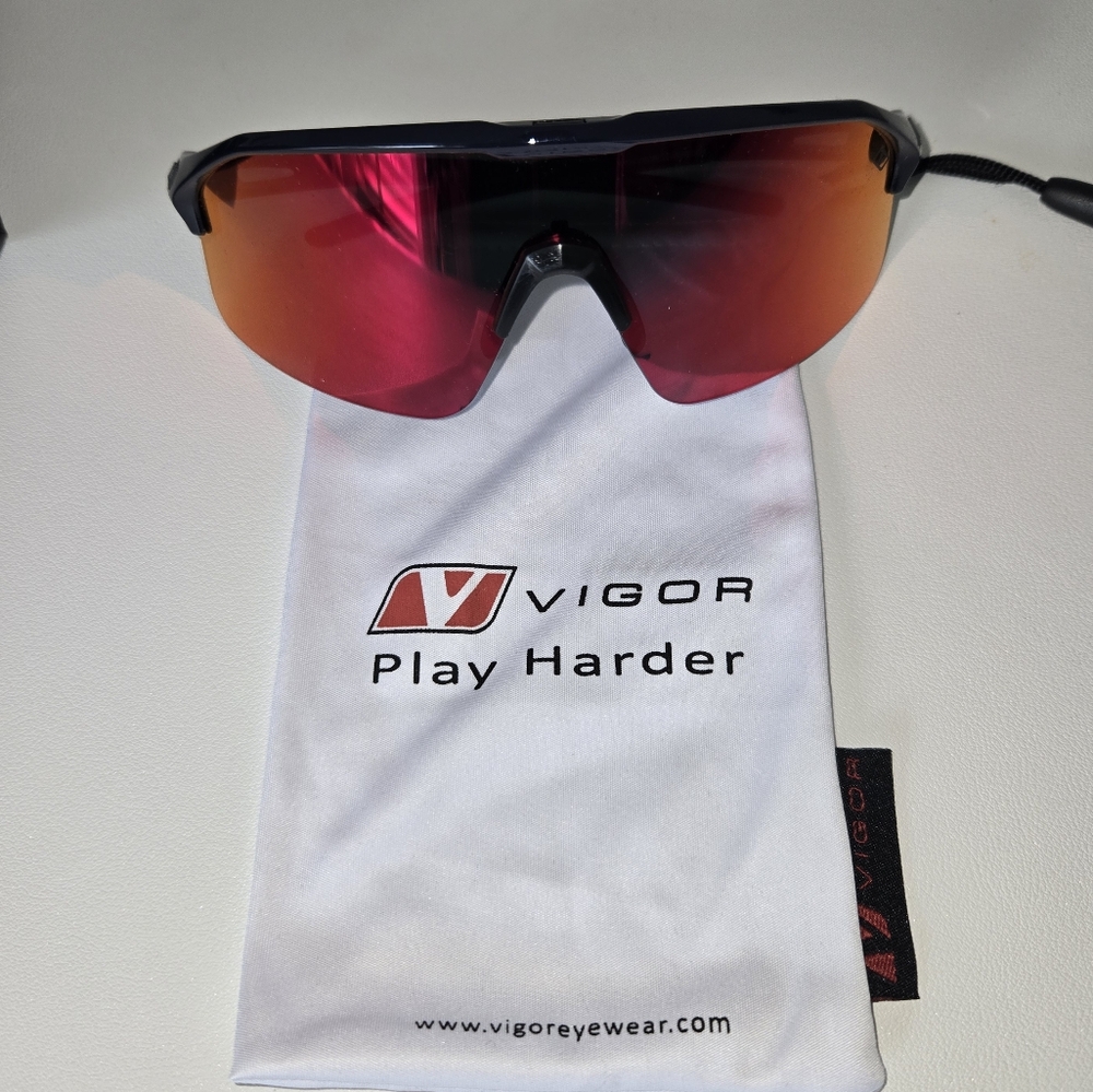 NWT Reflective Vigor Mystic Black Orange Yellow Sports Ski Beach Sunglasses